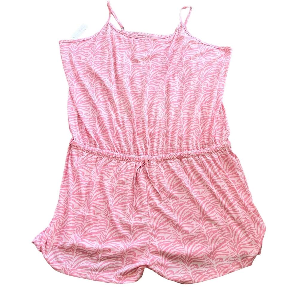Pretty Secrets Romper 28/30 Pink Animal Print Adjustable Sleepwear New